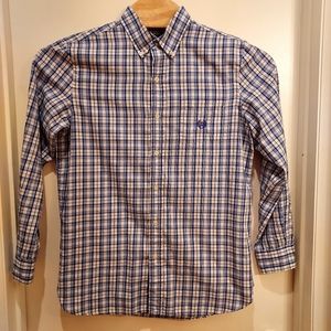 CHAPS Easy Care Twill Men's M Blue &‎ White Casual Long Sleeve Button Down Shirt